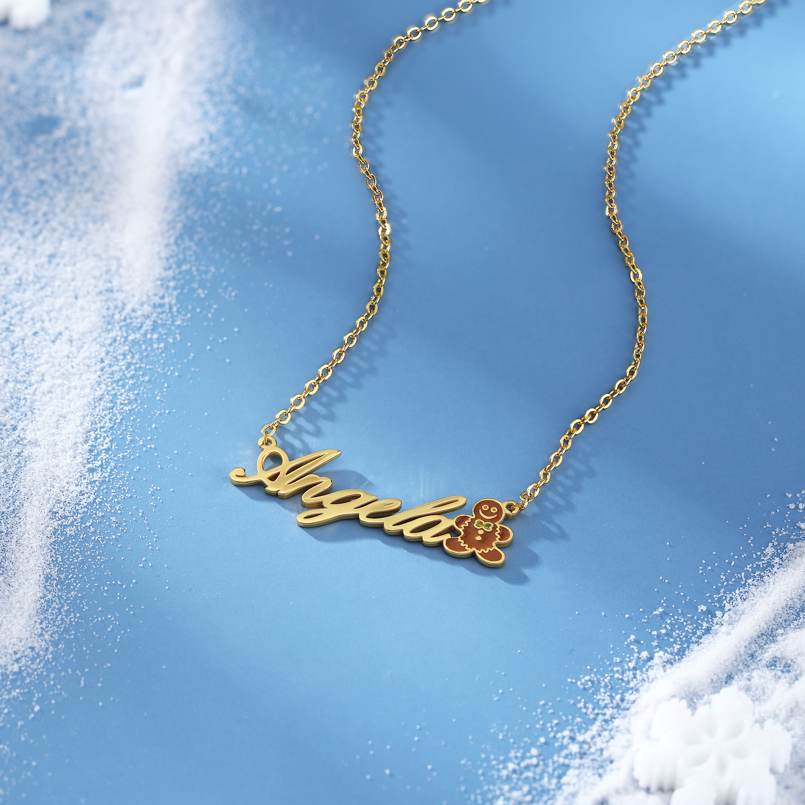 Gingerbread Man Name Necklace Personalised Christmas Necklace for Her-Jessemade AU