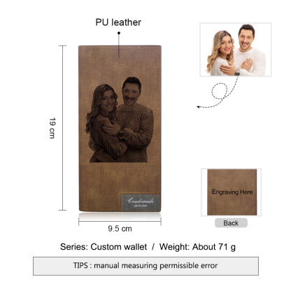 Personalised Leather Wallet Engraved Photo Long Purse Gifts For Men-Jessemade AU