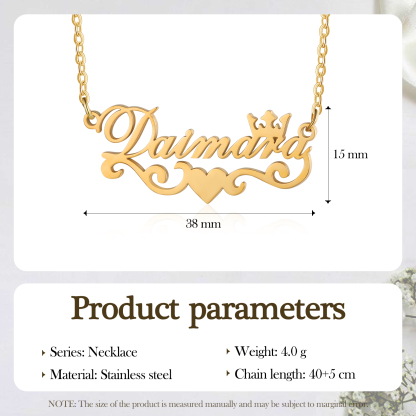 Crown Name Necklace Heart Personalised Name Necklaces Christmas Gift-Jessemade AU