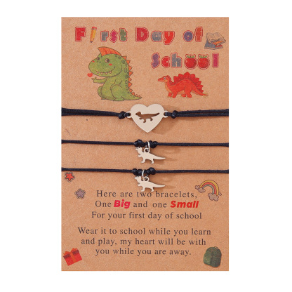 3 Pcs Back To School Heart Dinosaur Bracelet Set Adjustable Bracelets Gift With Gift Card Set For Kids-Jessemade AU