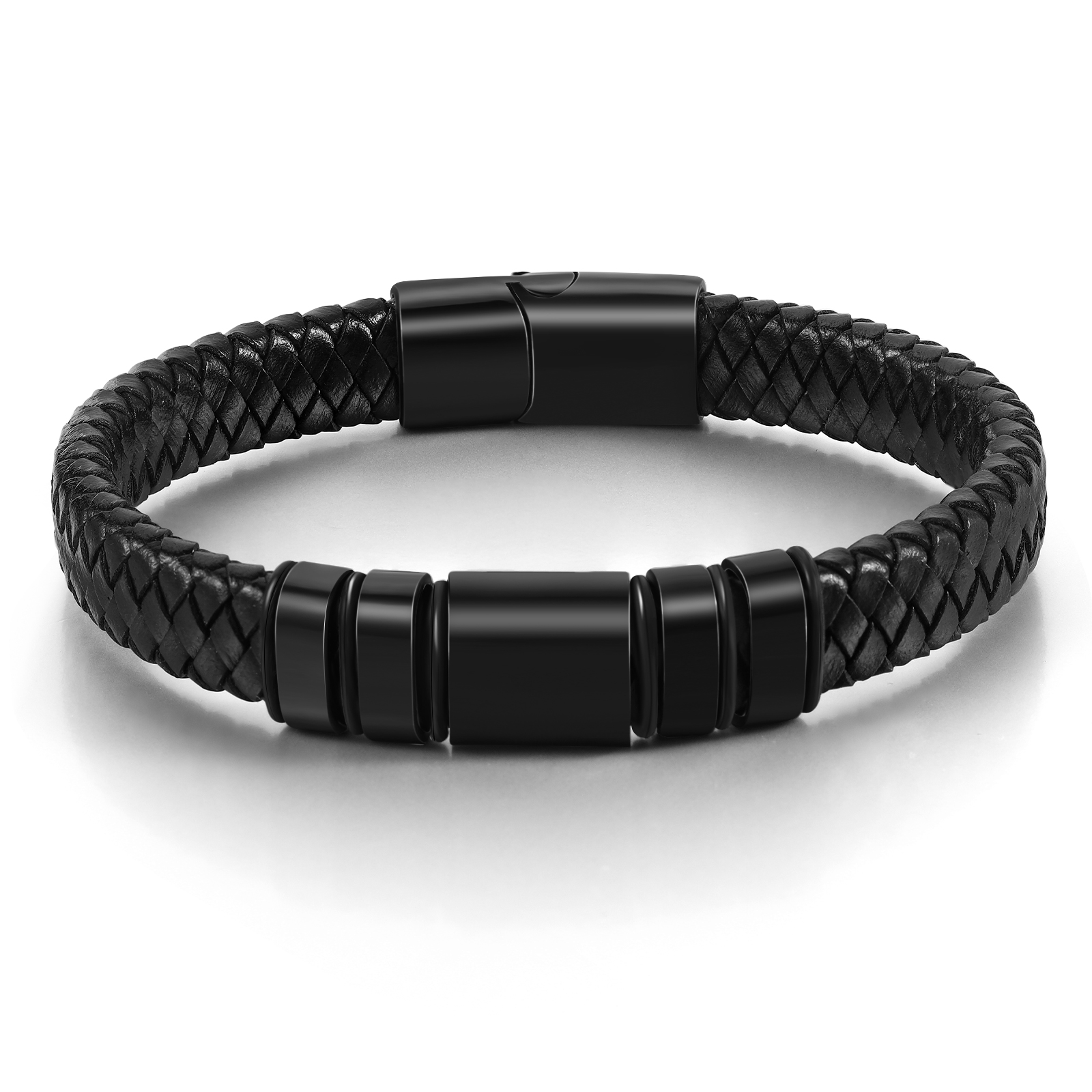 4 Names - Personalised Men's Leather Bracelet Custom Photo Braided Bracelet Gift for Him-Jessemade AU