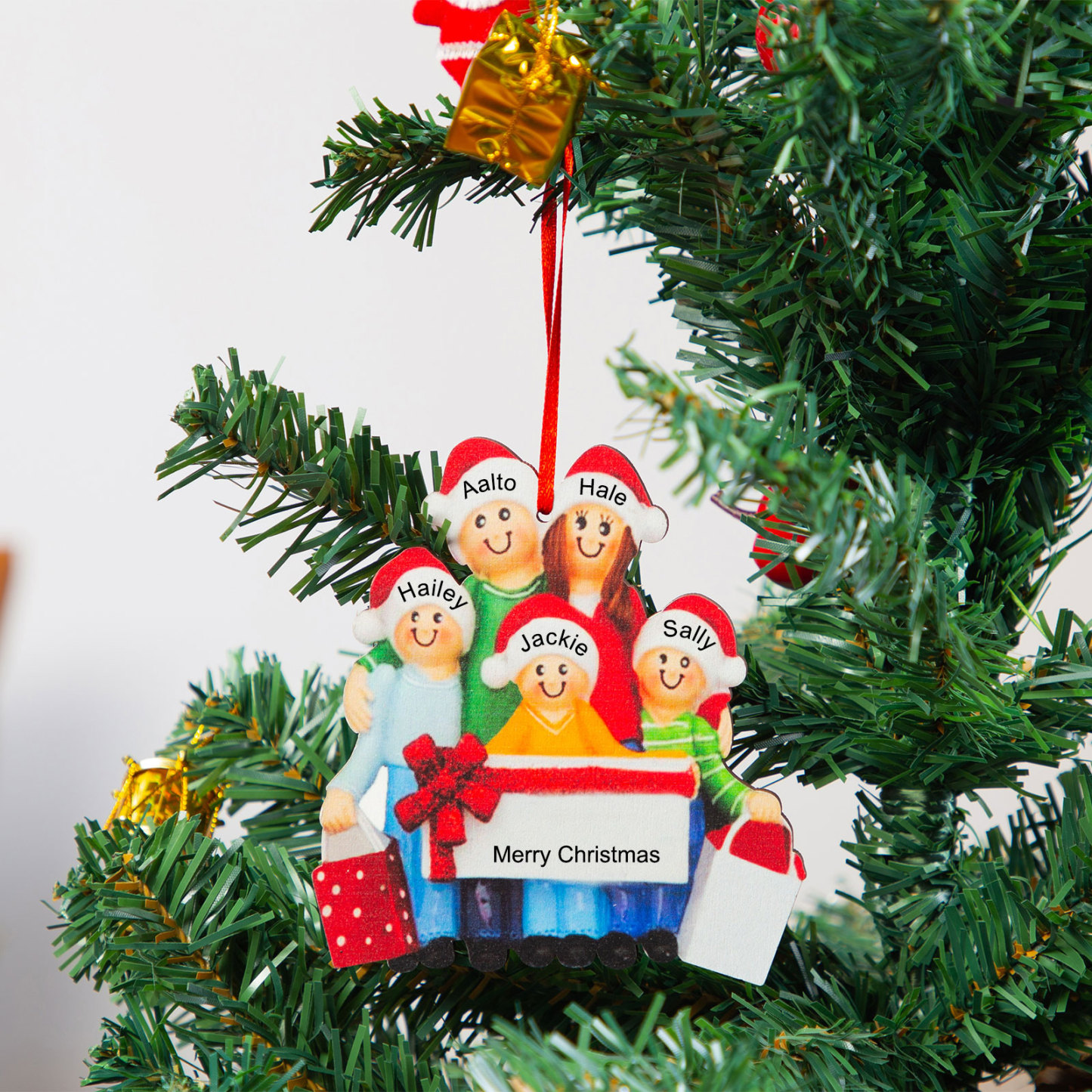 Personalised Family Of 3 Decorating Christmas Tree Ornament-Jessemade AU