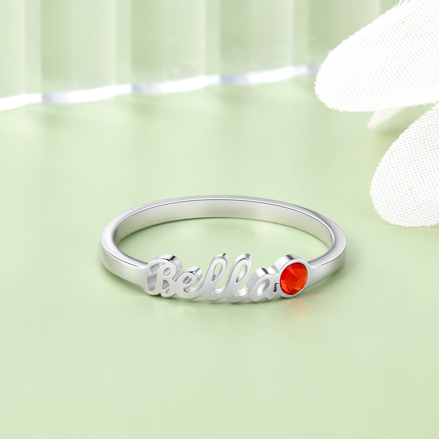 Personalised Birthstone Ring Custom 1 Name Ring Best Gift For Women-Jessemade AU