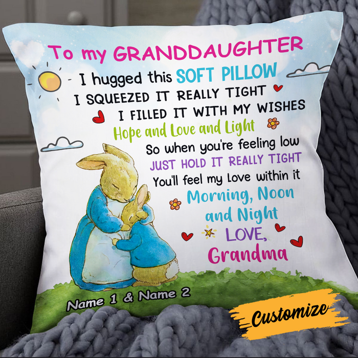 I Filled It With My Wishes, Rabbit Short Plush Pillow Case Easter Gifts For Granddaughter-Jessemade AU