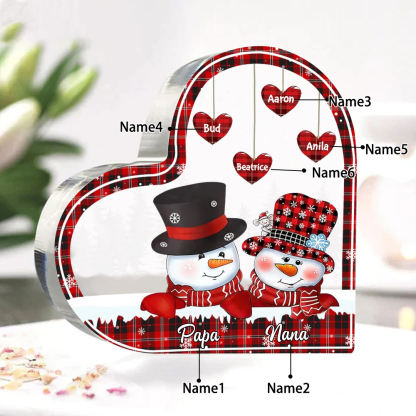 Acrylic Heart Keepsake Customised 6 Names Christmas Snowman Decor Personalised Gifts for Grandma Mum-Jessemade AU