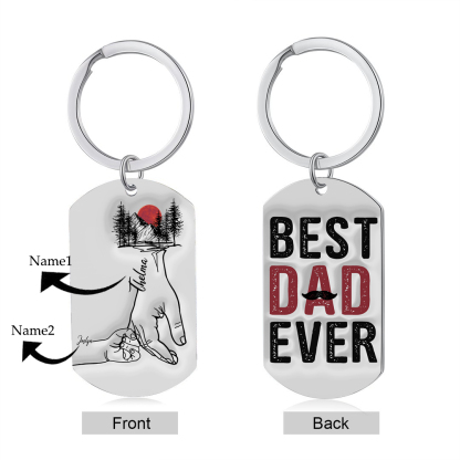 Best Dad Ever - Personalised 2 Names Holding Hands Keychain Custom Family Keychain Father's Day Gifts-Jessemade AU