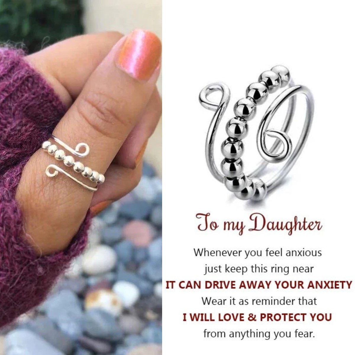 For Daughter - Drive Away Your Anxiety Layer Beads Fidget Ring-Jessemade AU