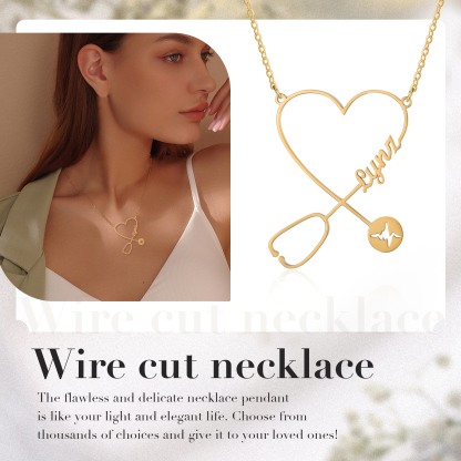 Stethoscope Name Necklace Heart Shape Personalised Name Necklaces Gift for Nurse-Jessemade AU