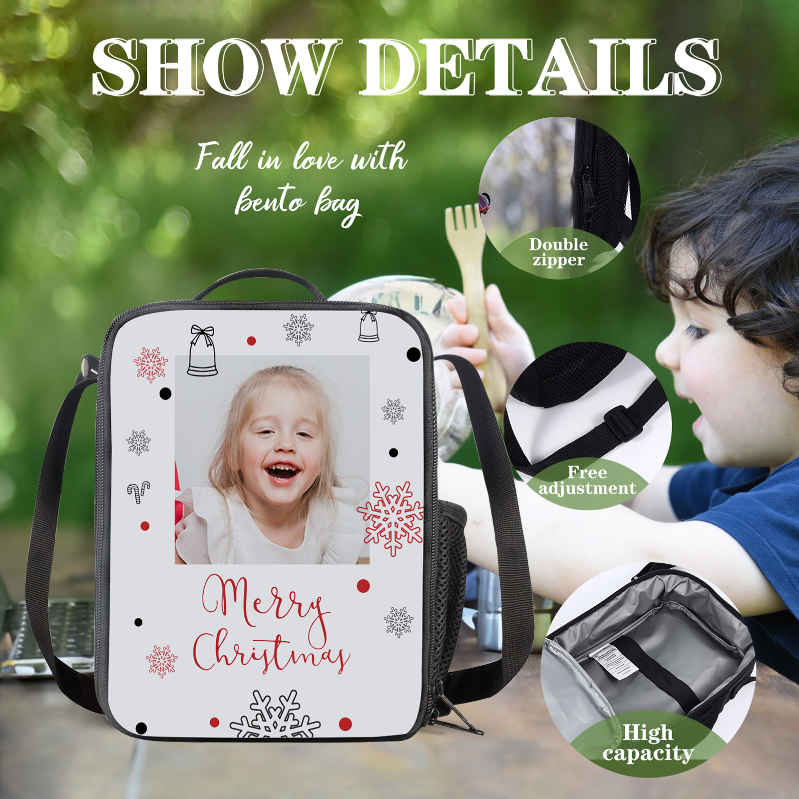 Custom Photo Lunch Bag Personalised Snow Lunch Box Gifts for Kids-Jessemade AU