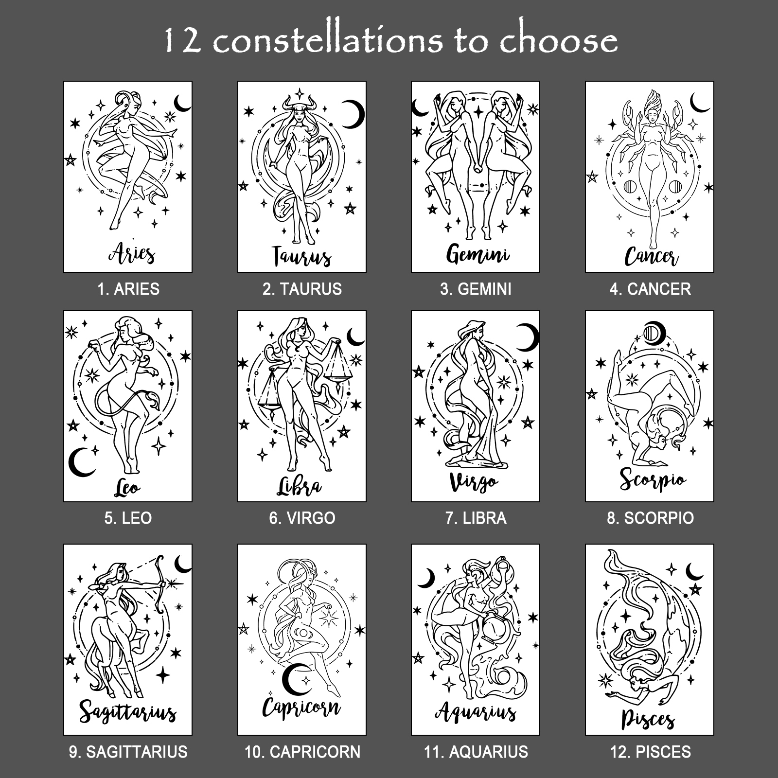 Personalised Name Necklace With Birthstone Custom Constellations Necklace For Women Engraved Tarot Cards Hip-hop Style Necklace-Jessemade AU