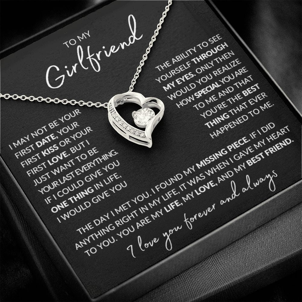 To My Girlfriend Necklace Heart Pendant Necklace Valentine's Day Gift for Her - I Love You Forever and Always-Jessemade AU