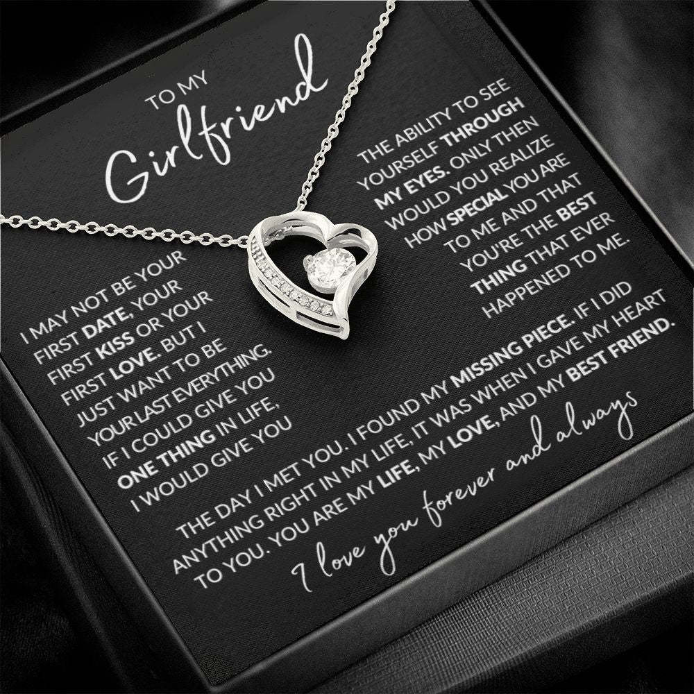 To My Girlfriend Necklace Heart Pendant Necklace Valentine's Day Gift for Her - I Love You Forever and Always-Jessemade AU