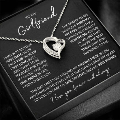 To My Girlfriend Necklace Heart Pendant Necklace Valentine's Day Gift for Her - I Love You Forever and Always-Jessemade AU