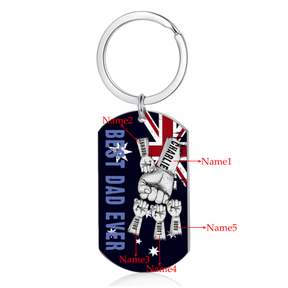 Personalised 5 Names Australian Flag Keychain Fist Bump Keychain Father's Day Gift - Best Dad Ever-Jessemade AU