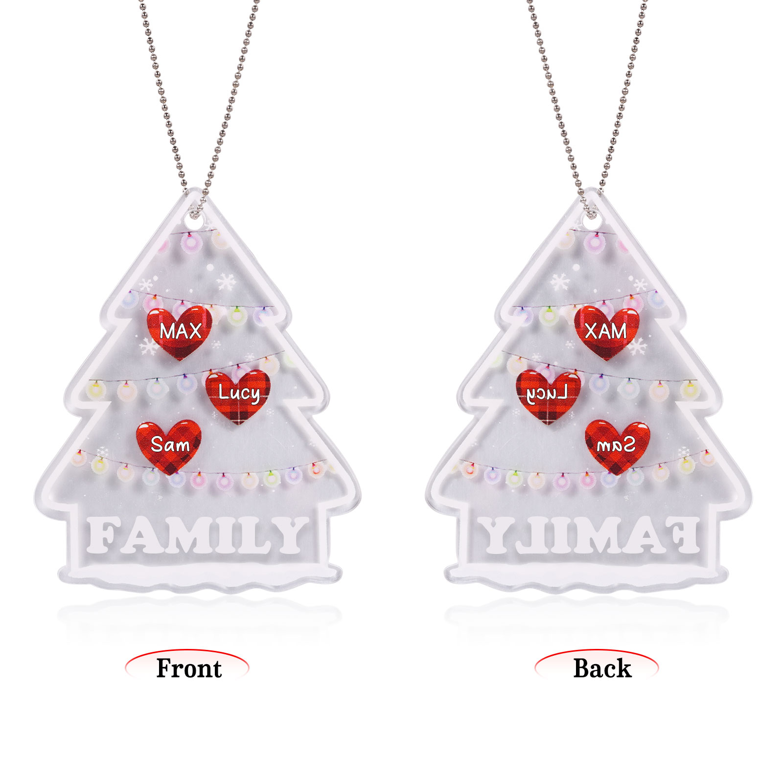 3 Names - Personalised Acrylic Christmas Ornaments Customised Text & Name Xmas Pendant Gifts for Family Friends-Jessemade AU