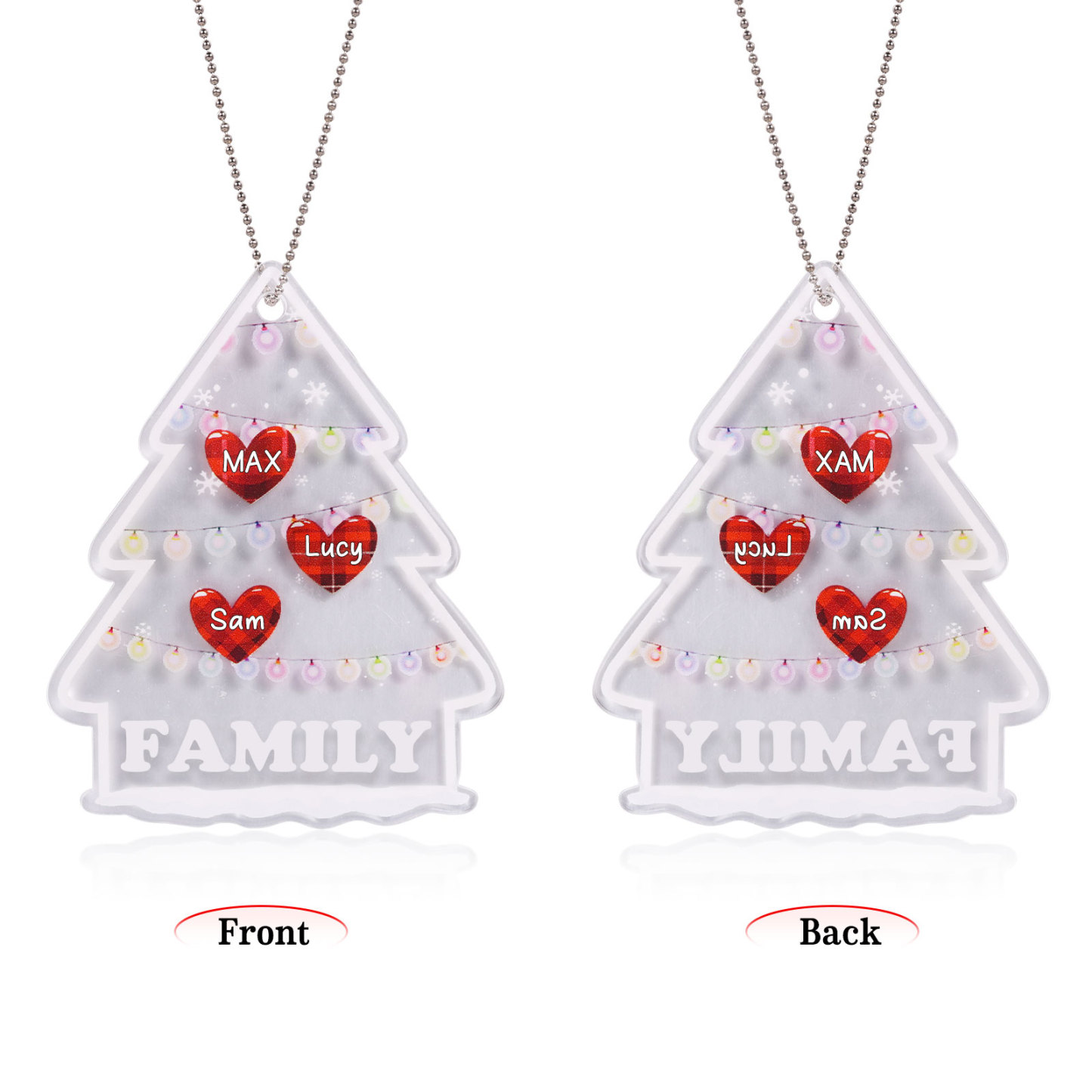 3 Names - Personalised Acrylic Christmas Ornaments Customised Text & Name Xmas Pendant Gifts for Family Friends-Jessemade AU