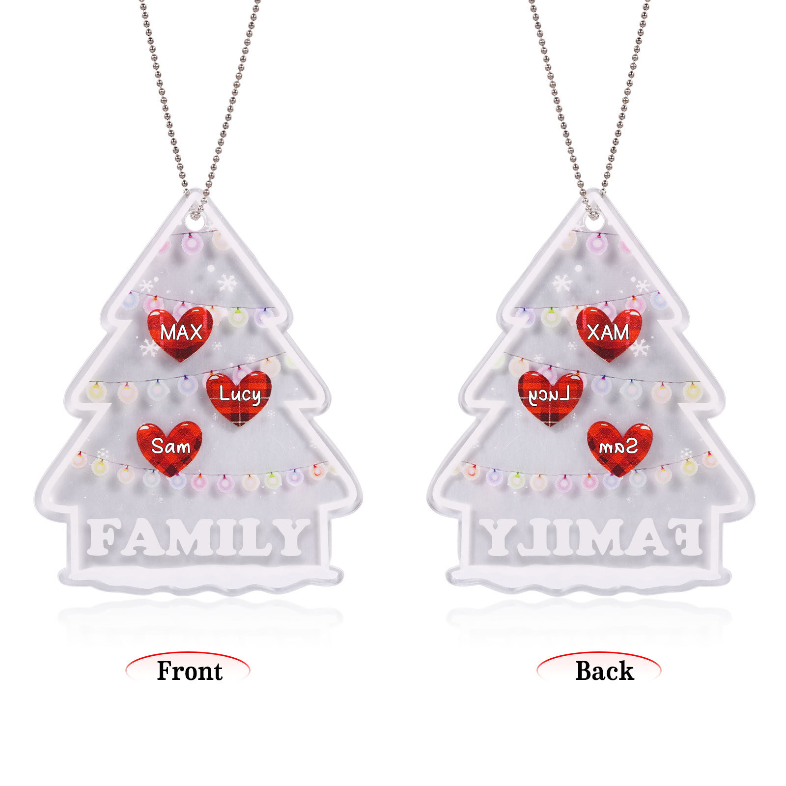 3 Names - Personalised Acrylic Christmas Ornaments Customised Text & Name Xmas Pendant Gifts for Family Friends-Jessemade AU