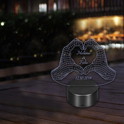 Custom 3D Hand Gestures Night Light With Name LED Lamp Gifts For Couple-Jessemade AU