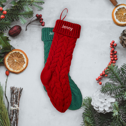 Christmas Needlepoint Stockings Personalised Name Knitting Stockings Decoration-Jessemade AU