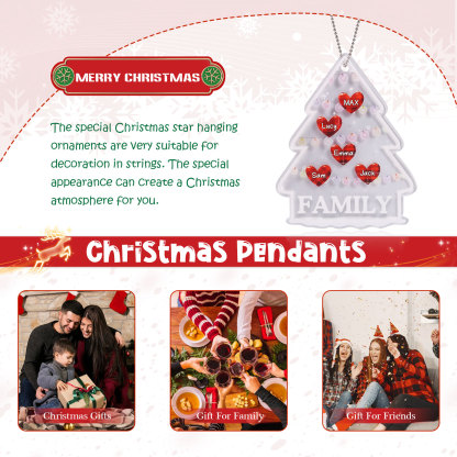 5 Names - Personalised Acrylic Christmas Ornaments Customised Text & Name Xmas Pendant Gifts for Family Friends-Jessemade AU