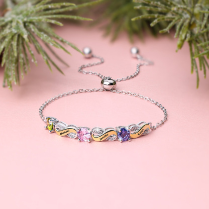 Mother & Family Bracelet with Birthstones Engrave 3 Names Infinity Bracelet Gifts for Mum-Jessemade AU