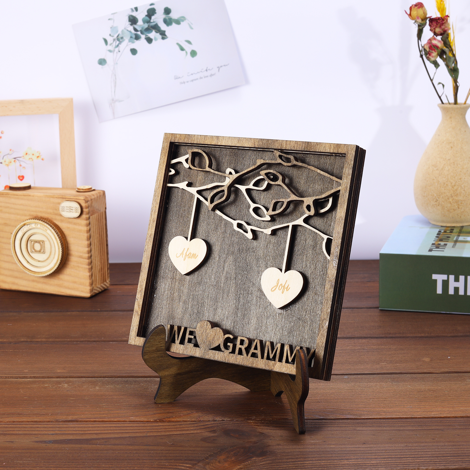Custom Family Tree Sign Engrave 2 Names Wooden Family Frame Home Decor-Jessemade AU