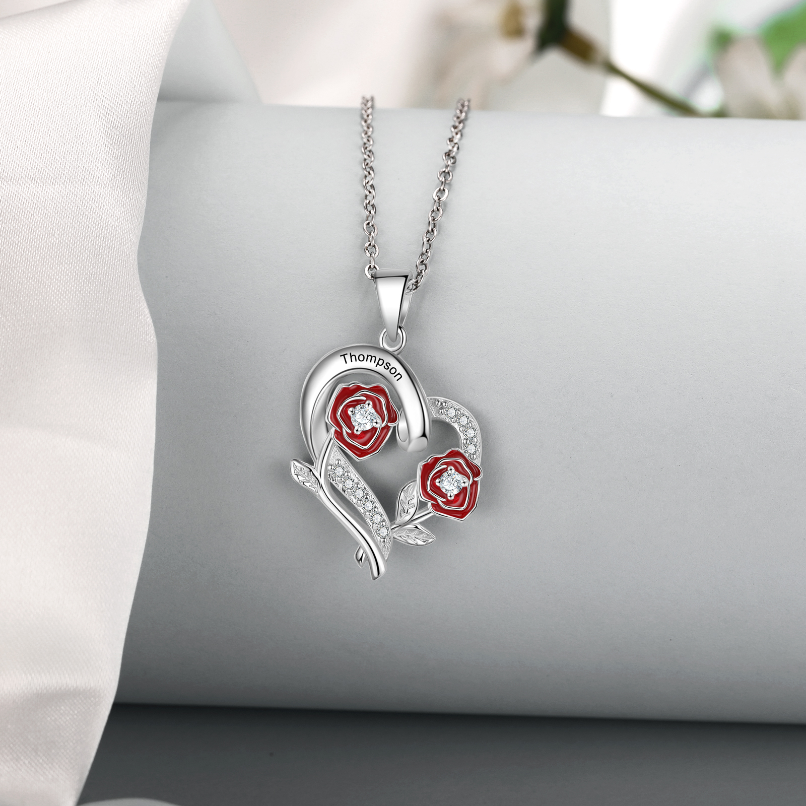 Personalised June Birthflower Necklace With Birthstones Custom 1 Name Necklace For Her-Jessemade AU