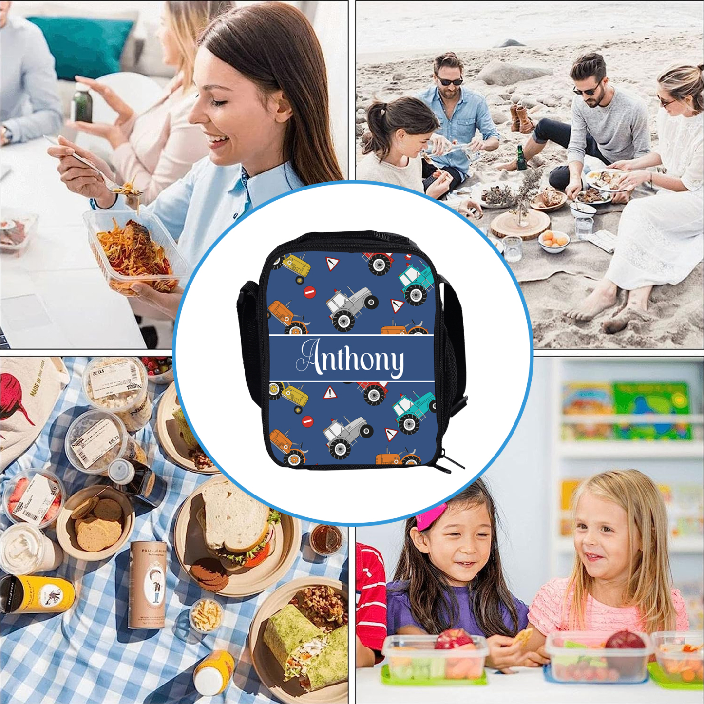 Custom Name Lunch Bag Personalised Cute Cars Lunch Box Gifts for Kids-Jessemade AU