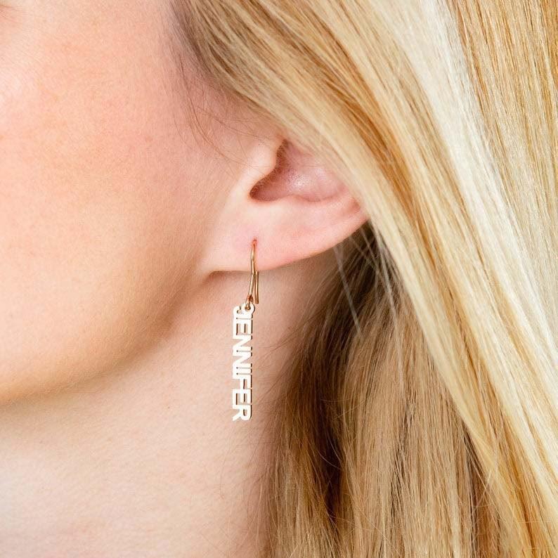 Personalised Name Drop Earrings Gifts for Her-Jessemade AU