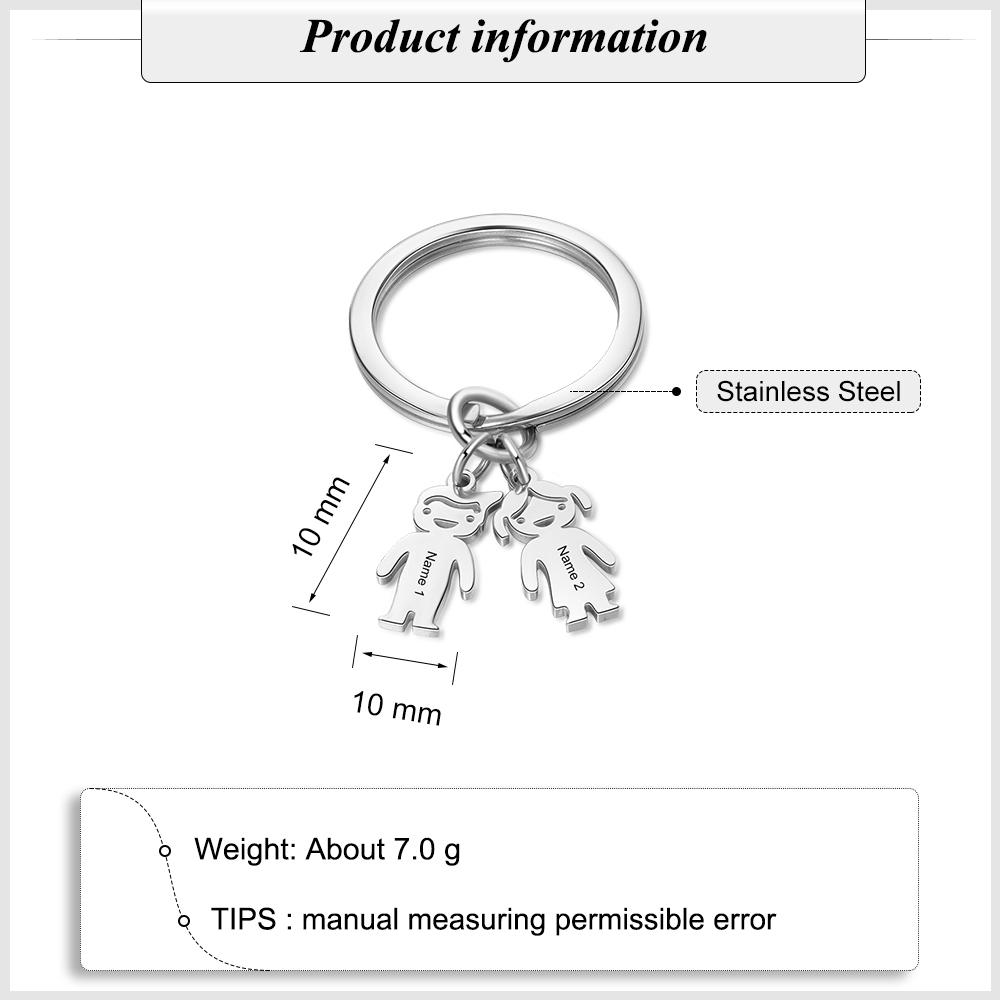 Personalised Kids Charm Keychain Custom 2 Names Key Chain Gifts For Mother-Jessemade AU