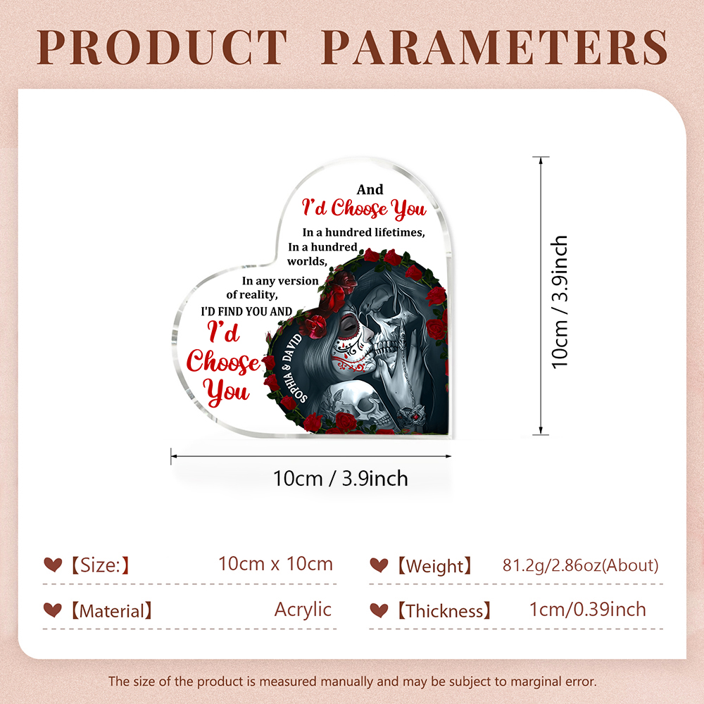 Couple Acrylic Heart Keepsake Customised Text Ornament Valentine's Day Gift For Couples - I'd Find You And I'd Choose You-Jessemade AU