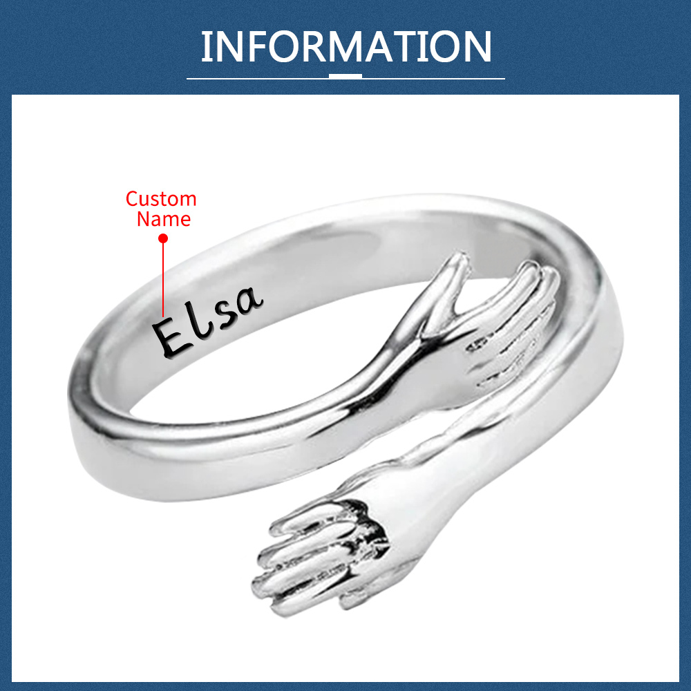 2024 New Couple Hug Ring Customised with Name Open Ring Gift for Her-Jessemade AU