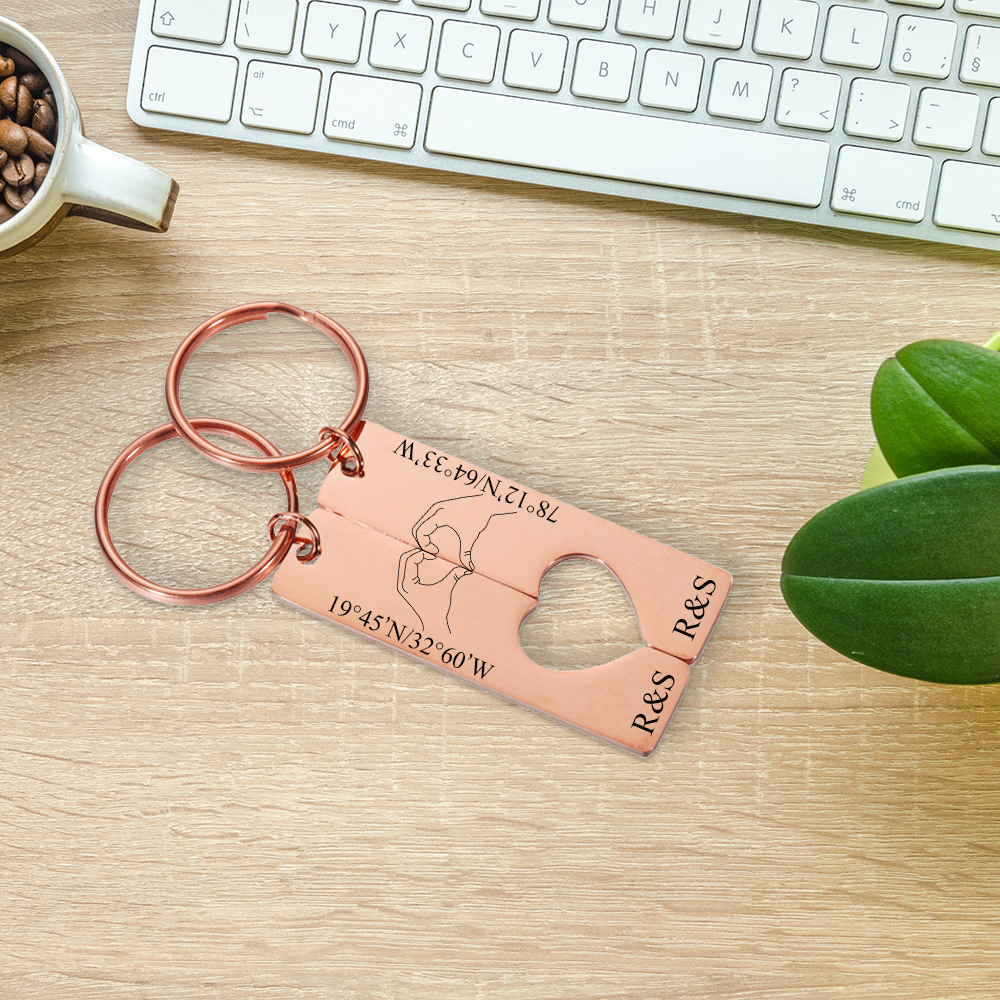 Personalised Couple Keychain Set Customised Letters & Text Matching Keyring Valentine's Day Gift for Couples-Jessemade AU