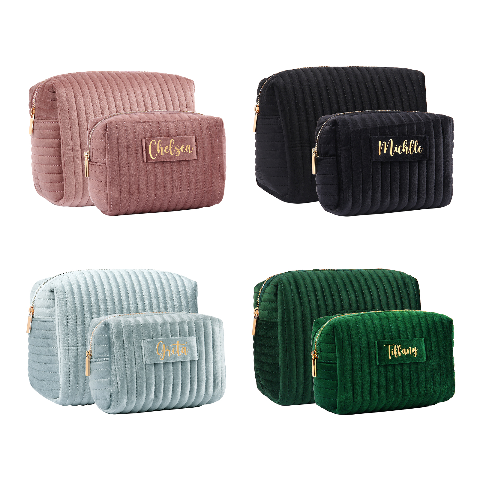 Personalised Name Cosmetic Bag Zipper Makeup Bag Jewelry Storage Bag Gifts for Her-Jessemade AU