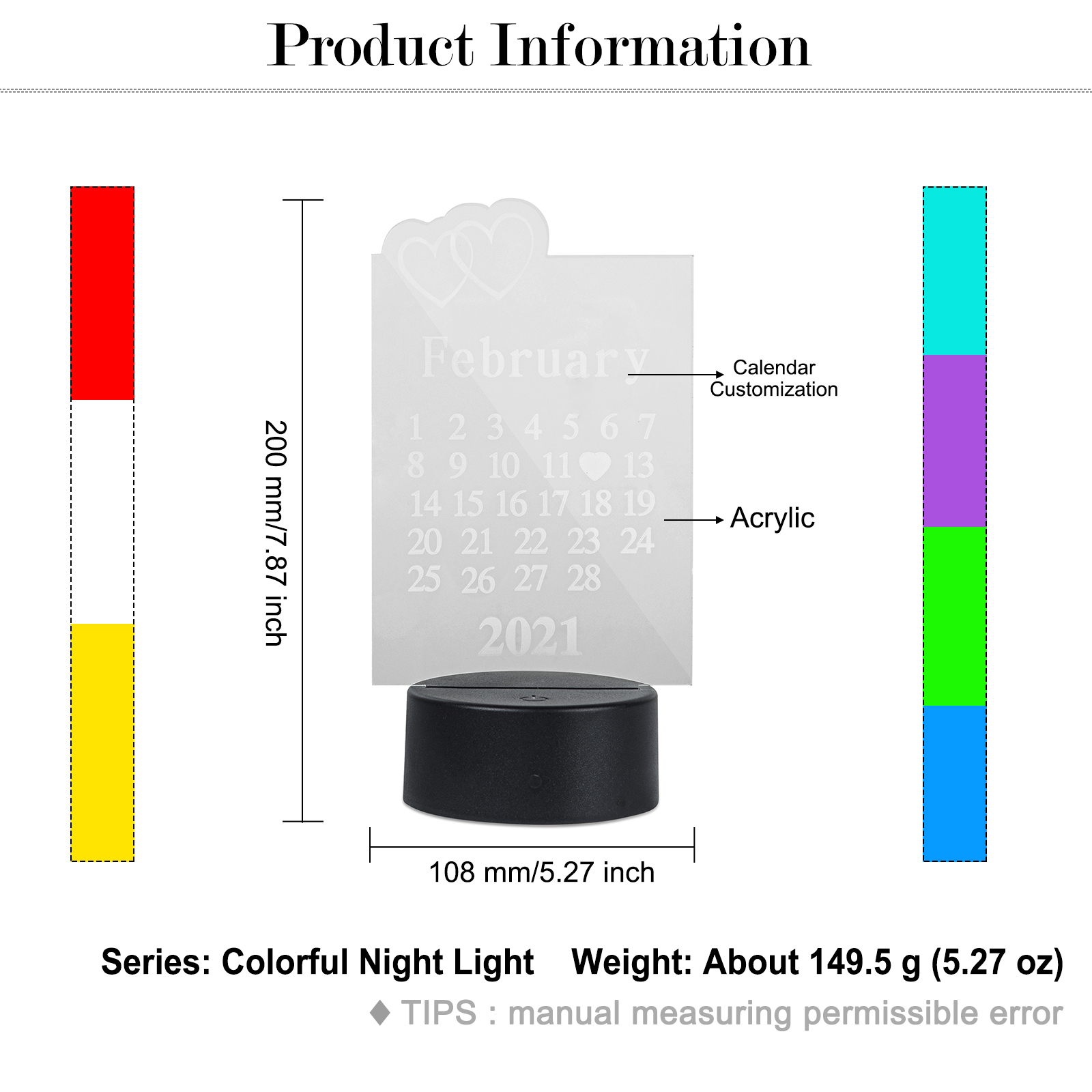 Customised Calendar Night Light-Jessemade AU