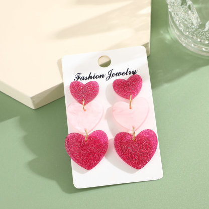 Women's Earrings Pink Heart Earrings Birthday Mother's Day Gifts for Her-Jessemade AU
