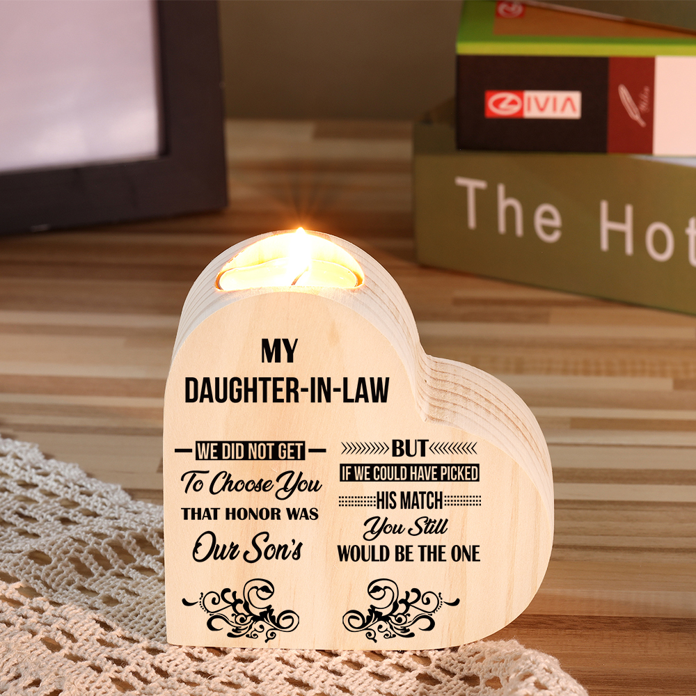To My Daughter-in-law Wooden Heart Candle Holder "We did not get to choose you" Gifts For Daughter-Jessemade AU