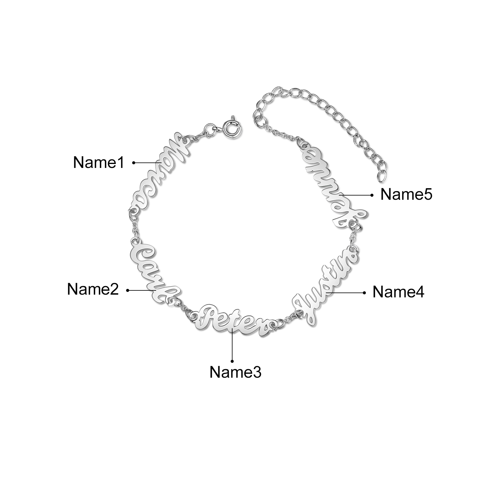 Personalised Family Name Women's Bracelet For Mother Custom 5 Names Bracelet For Her-Jessemade AU