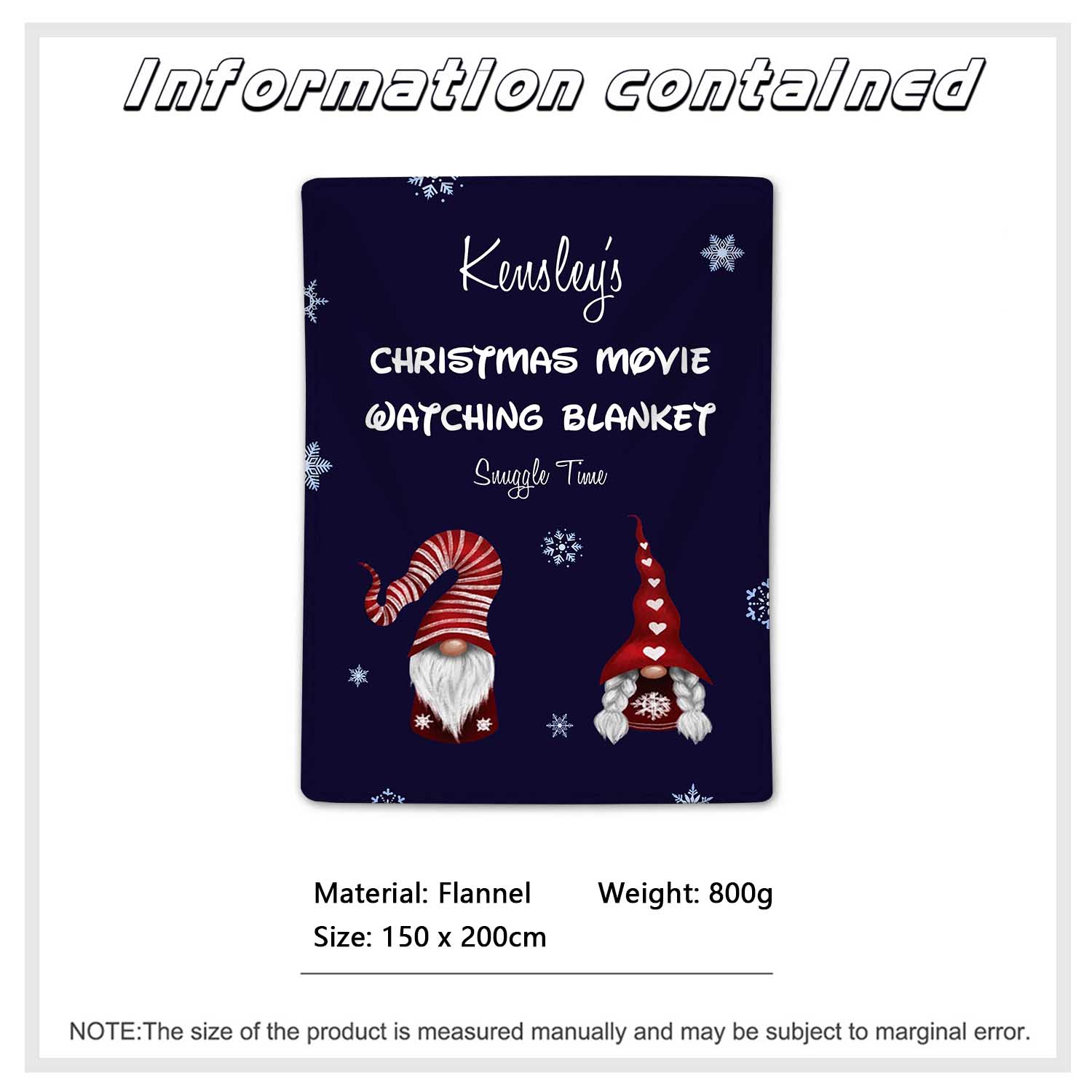 Personalised Christmas Movie Blanket Custom 1 Name Blanket Christmas Gift for Family Friends - Christmas Movie Watching Blanket-Jessemade AU