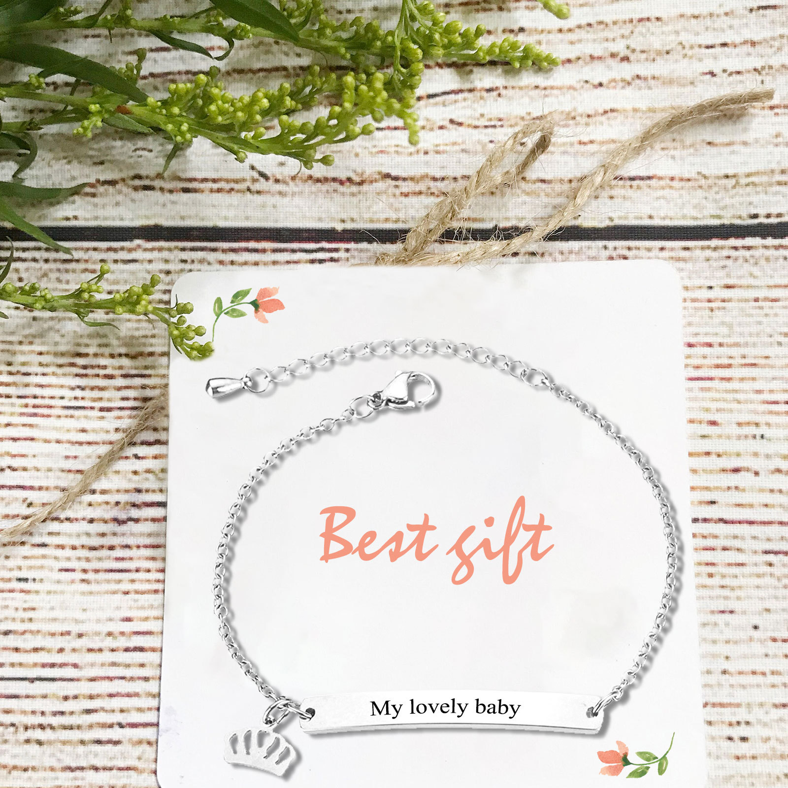 Custom 1 Name Bracelet Personalised Crown Bracelet Love Gifts For Her-Jessemade AU