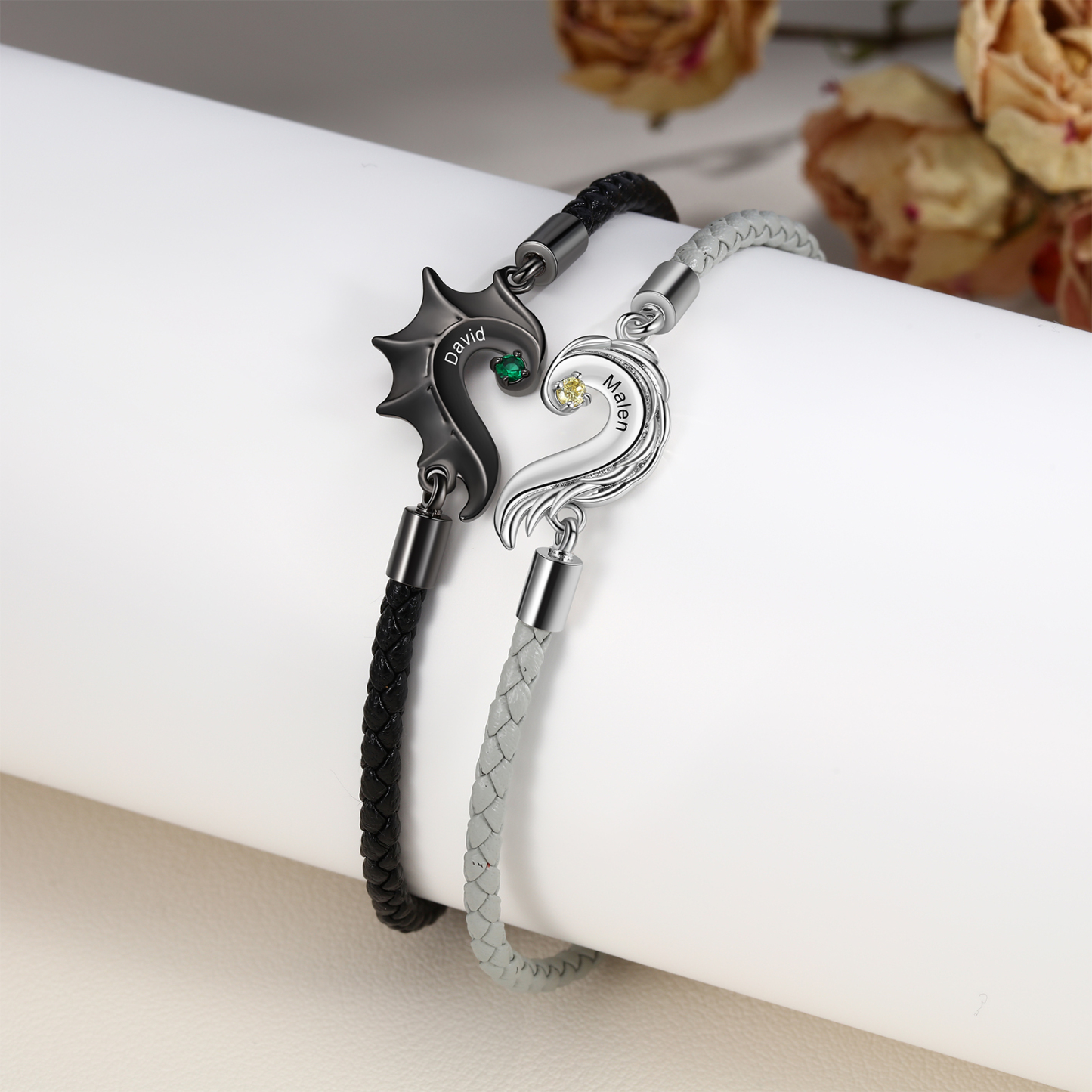 Valentines Day Gifts Angel and Demon Heart Wing Bracelet Set for Couple-Jessemade AU