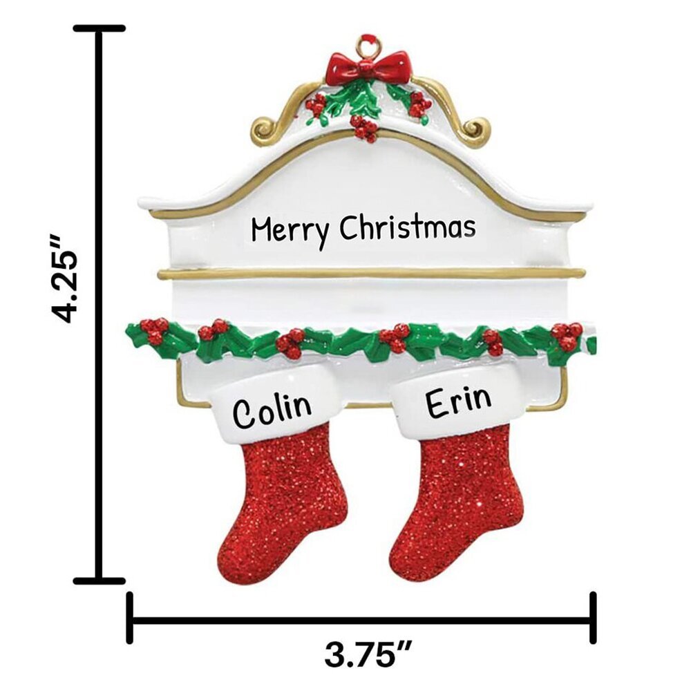 Personalised Red Stockings Ornament Custom 2 Names Gifts for Family-Jessemade AU