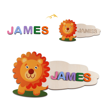 Customised Lion Kid's Wooden Name Puzzle Toy for Toddlers Early Learning Child Toy-Jessemade AU