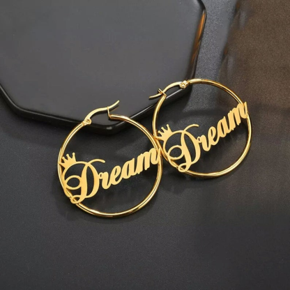 Personalised Circle Crown Name Earring Gift for Her-Jessemade AU