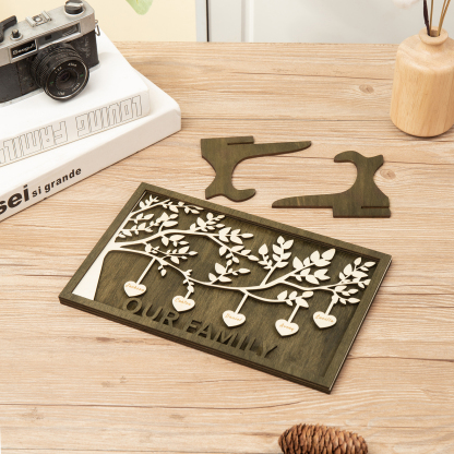 Family Tree Wood Frame Personalised Family Tree Sign Engrave 5 Names Keepsake Gifts-Jessemade AU