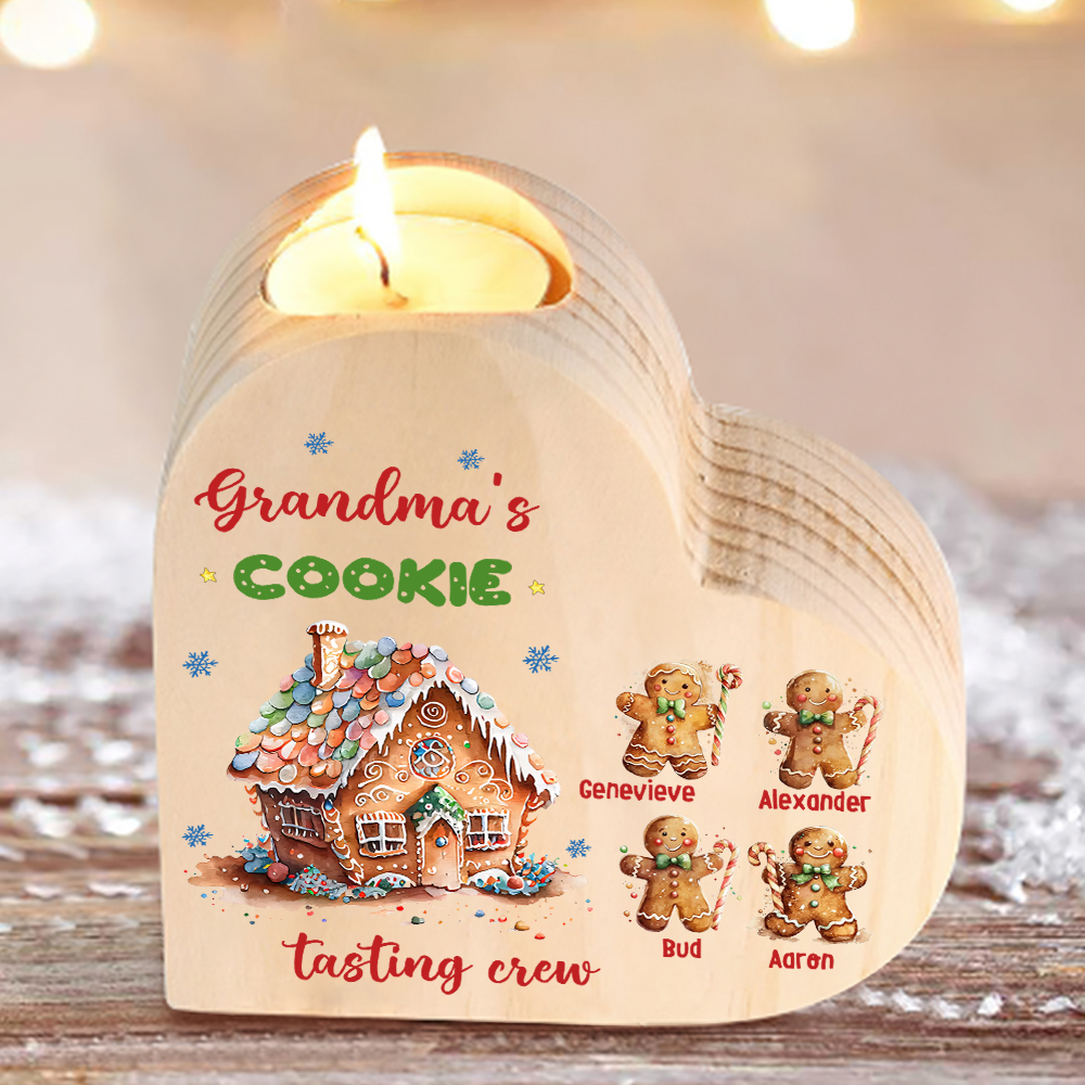 Heart-Shaped Christmas Candle Holder Engraved 5 Names Cookie Candlesticks Personalised Gift for Mum Grandma-Jessemade AU