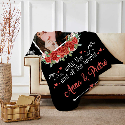 Personalised Couple Photo Blanket Customised 2 Names Blanket Valentine's Day Gifts - I Love You Until the End of the World-Jessemade AU