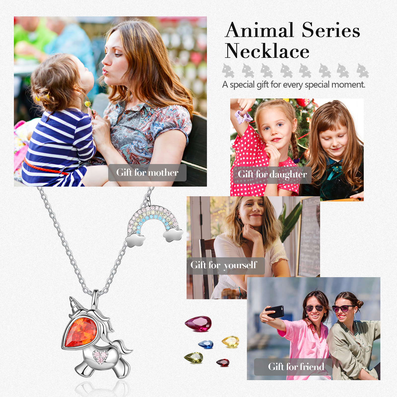 Special Love Unicorn Necklace With Birthstone Gifts For Her-Jessemade AU