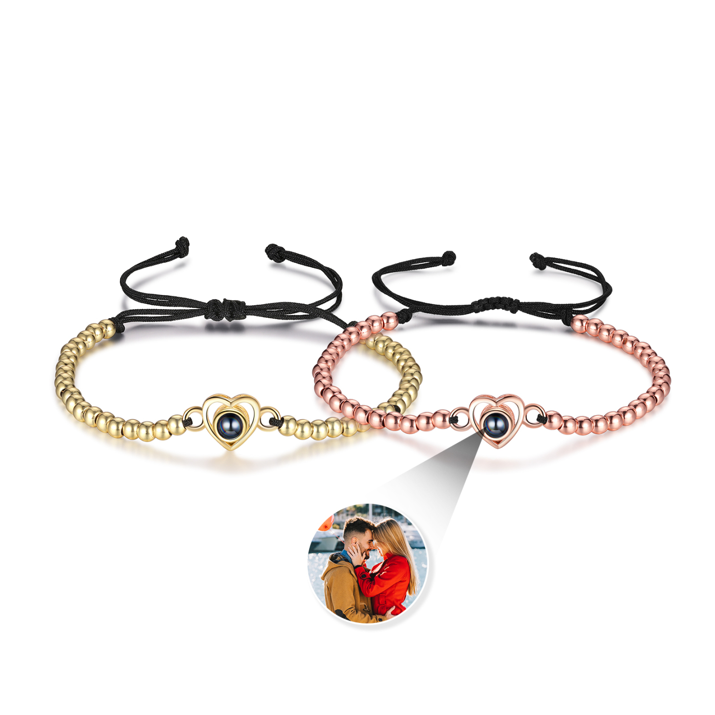 2 PCS Personalised Couple Projection Bracelet Customised 1 Photo Adjustable Bracelet Special Gift For Her/Him-Jessemade AU