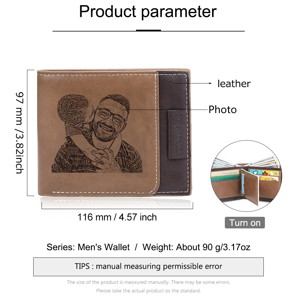 Personalised Photo & Name & Letter Billfold Wallet Custom Monogram Leather Wallet Gift for Men-Jessemade AU